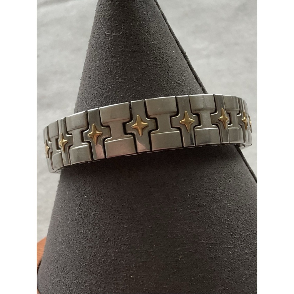 vintage Milor Italy stainless steel 18kt Gold Star expandable stretch bracelet